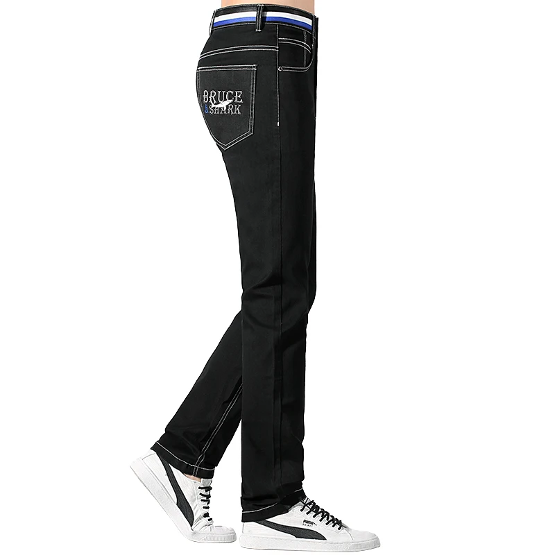 Bruce&Shark 2023 Men's Jeans Summer Stretching Cotton Straight Leg Casual Fashion Black Jeans men's pants big size 42 korean