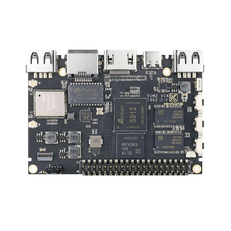 Khadas VIM2 SBC Amlogic S912 1.5GHz Single Board Computer with WOL/ 40-pin GPIO header up to 3GB DDR4 64GB EMMC 5.1