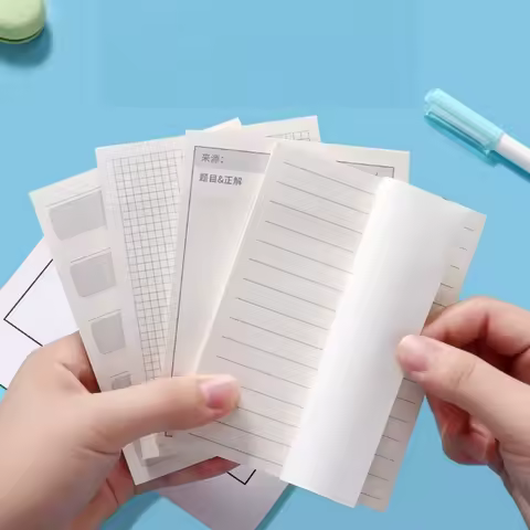 50Page/Book Simple Sticky Note Tearable Error Correction Notepad，Vocabulary Grid Lined Messages Memo Pad For Offices School