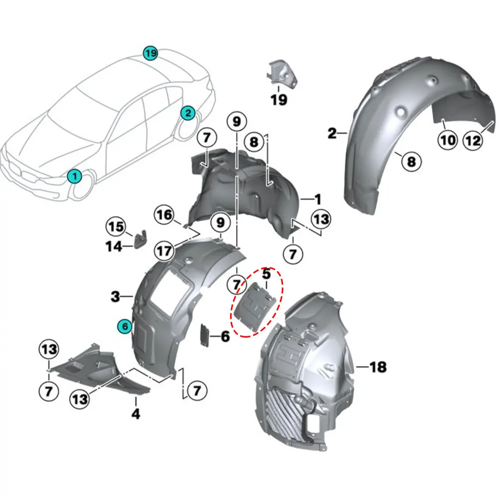 بطانة رفرف عجلة السيارة الأمامية ، غطاء لوحة الوصول ، استبدال لمبة المصباح الأمامي ، BMW F20 ، F30 ، F34 ، F33 ، F36 ، 1 ، 3 ، 4 سلسلة