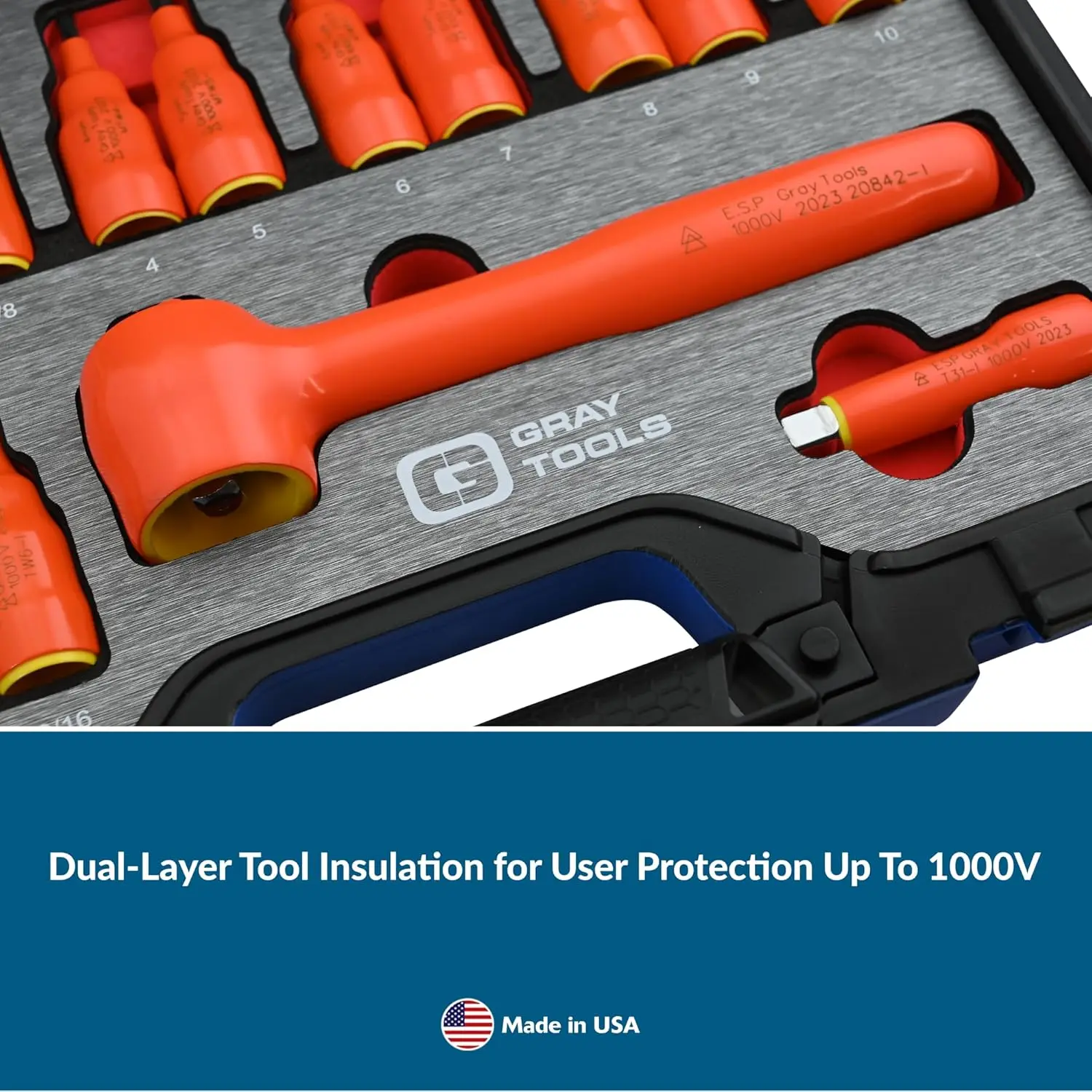 16 Piece Insulated Hex Bit Socket And Attachment Set, 3/8