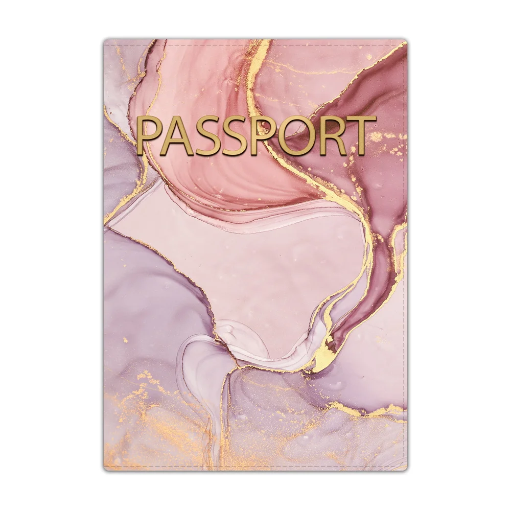 Business Air Tickets Passport Covers Credit ID Bank Cards Holder Leather Wallet Case Pouch Watercolor Pattern Travel Accessories