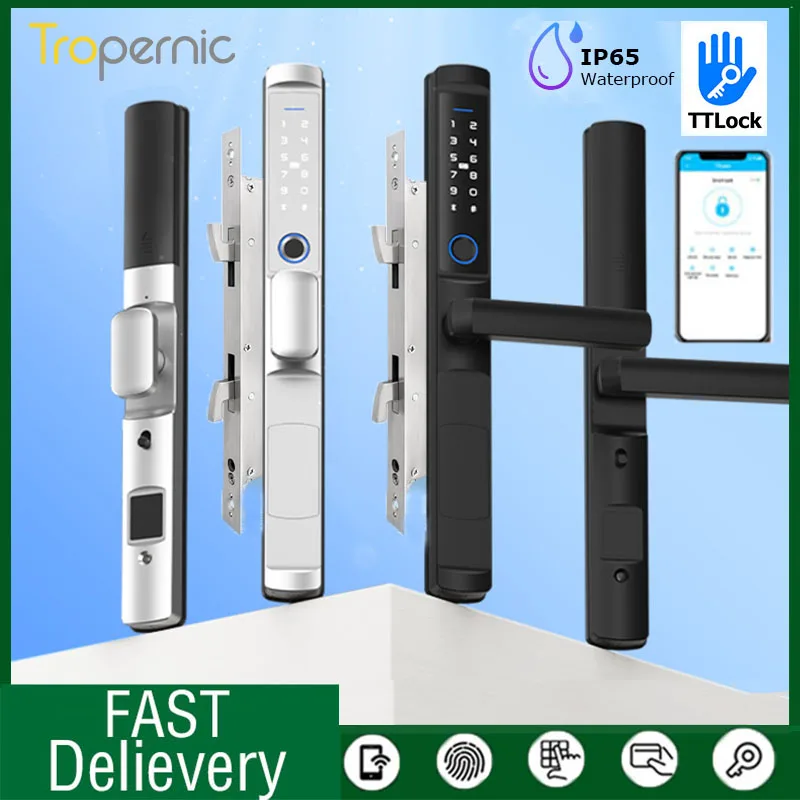 

TTlock App Smart Lock Electronic Biometric Fingerprint Locks Keyless Outdoor Waterproof Aluminum Sliding Door Lock For Home