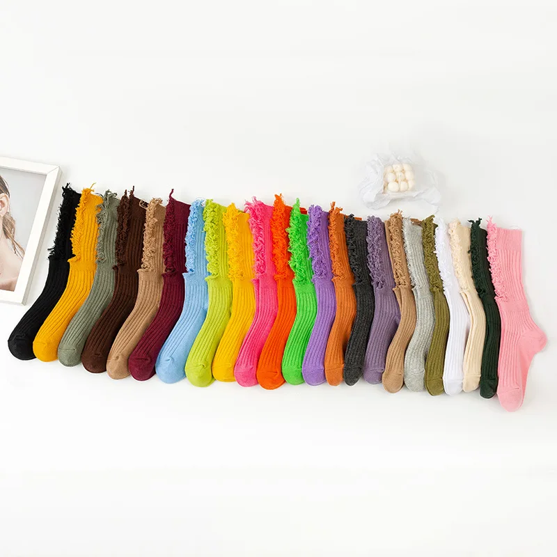 Broken Hole Beggar Socks Female Spring and Summer Thin Pile Socks Personality Casual Breathable Absorbent Cotton Socks Female