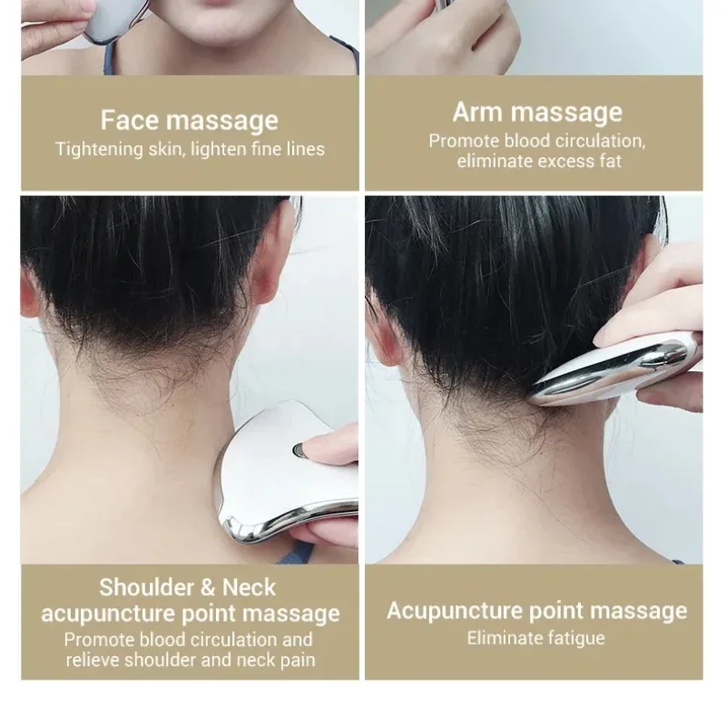 ความงามและการดูแลส่วนบุคคลผิวหน้าไฟฟ้าสแตนเลส Gua Sha Beauty เครื่องต่อต้านริ้วรอย