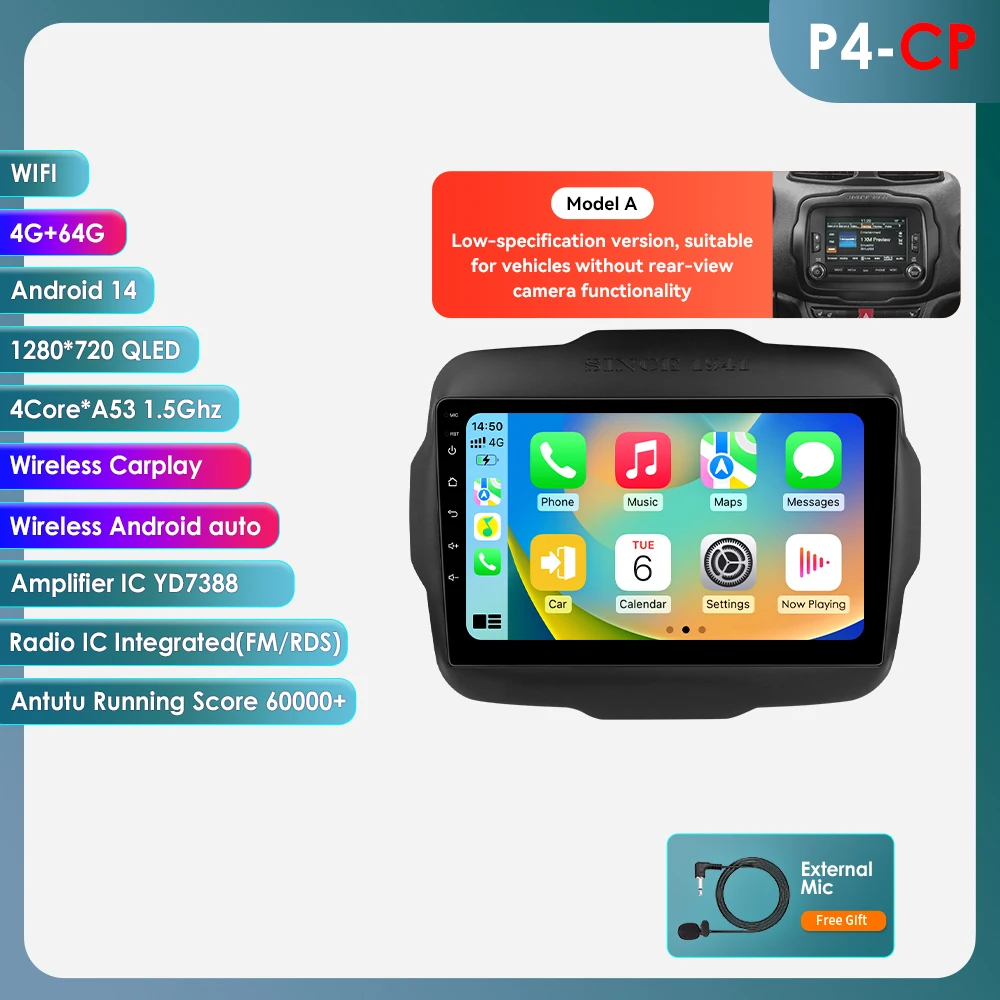 7862 Carplay 4G-Lte 9 "Autoradio Android Voor Jeep Afvallige 2016-2020 Multimediaspeler Navigatie Gps 2 Din Stereo Dsp Autoradio