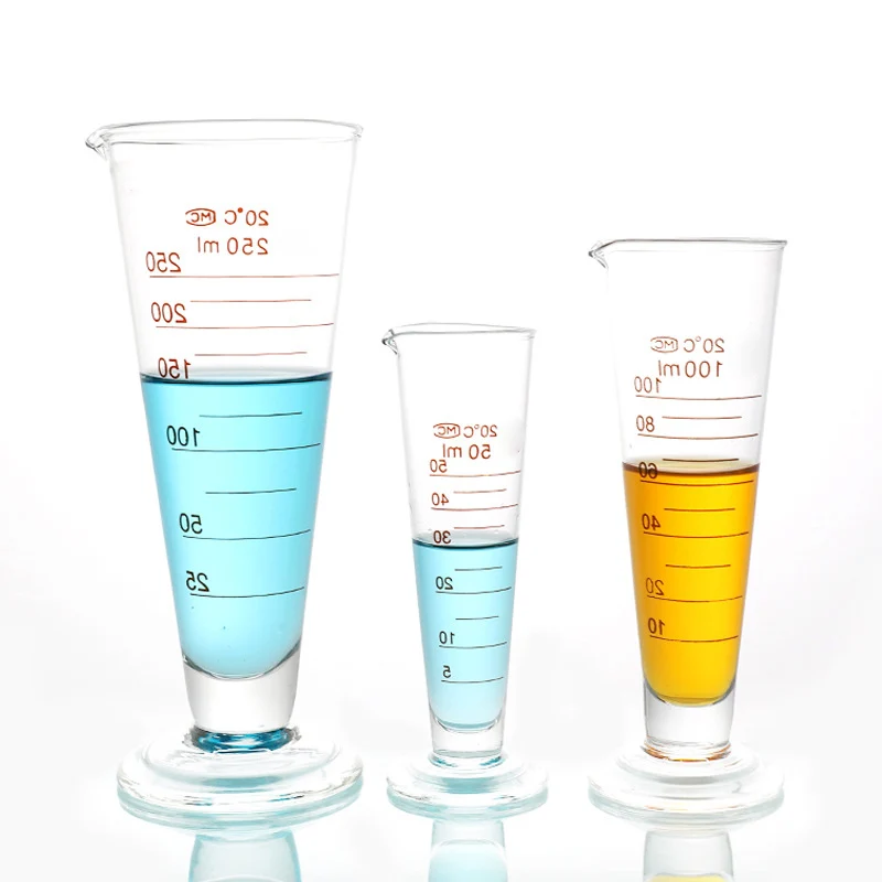 Glass triangular measuring cup scale conical measuring cup measuring cylinder 5/10/20/25/50/100/250/500m