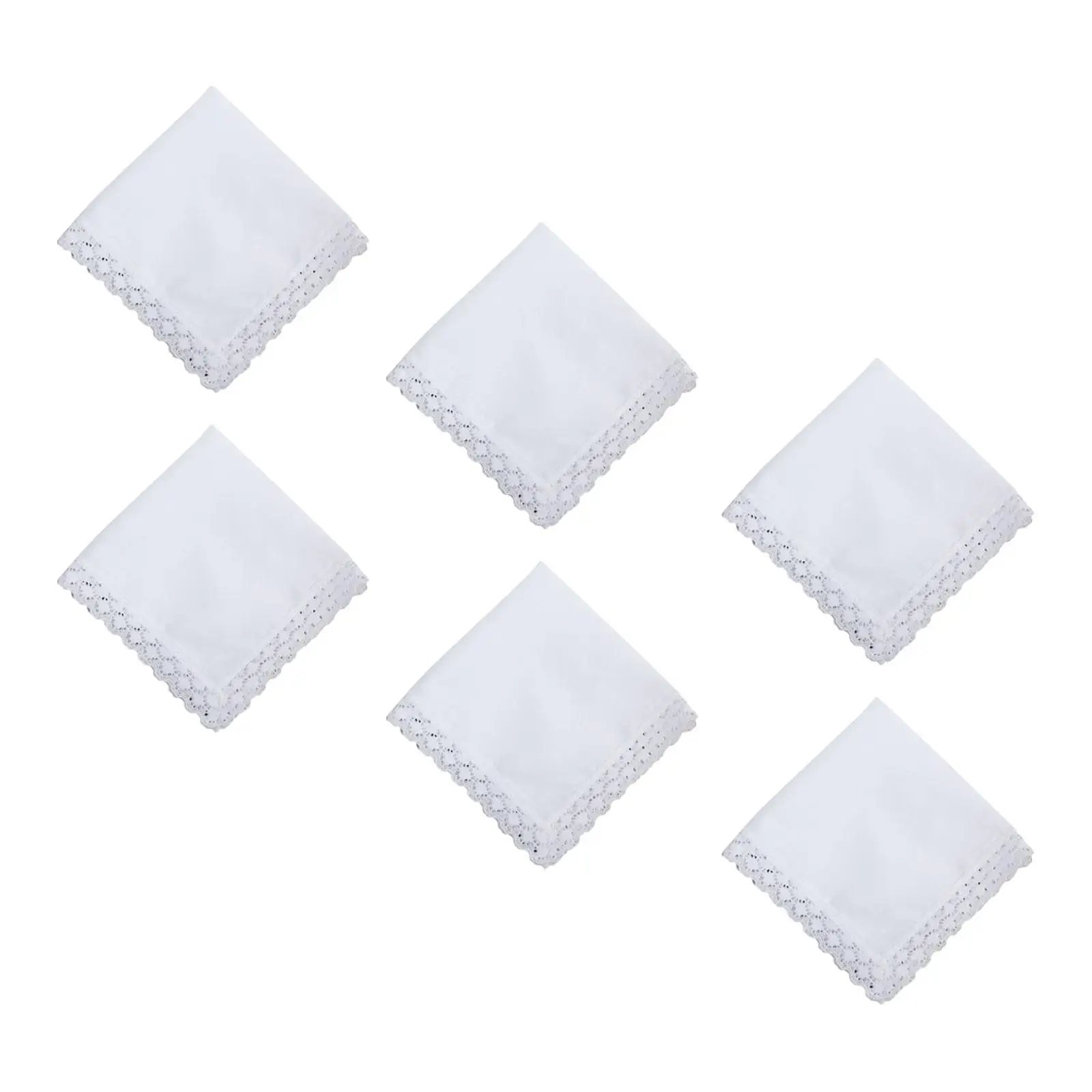 6Pcs Solid White Lace Handkerchiefs Wedding Hankies for Crafts Wedding Gift