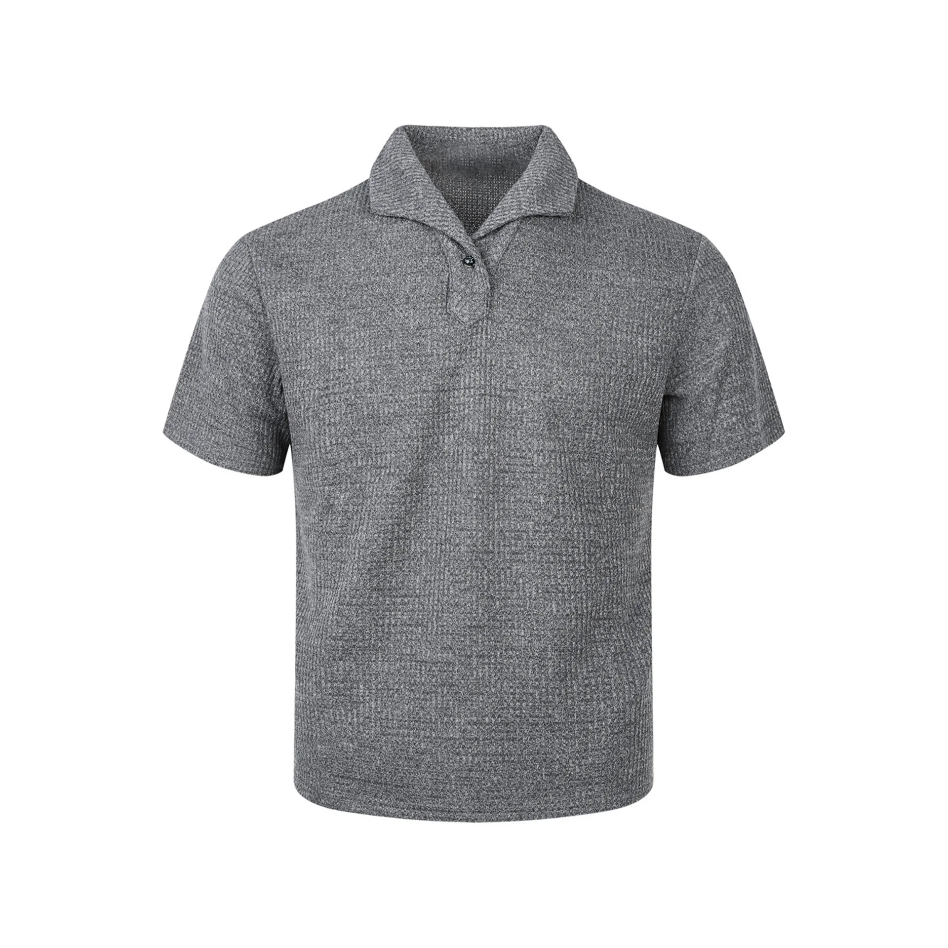male shirts men's polo shirts Roman grid Italian style one piece collar cat eye gemstone buckle