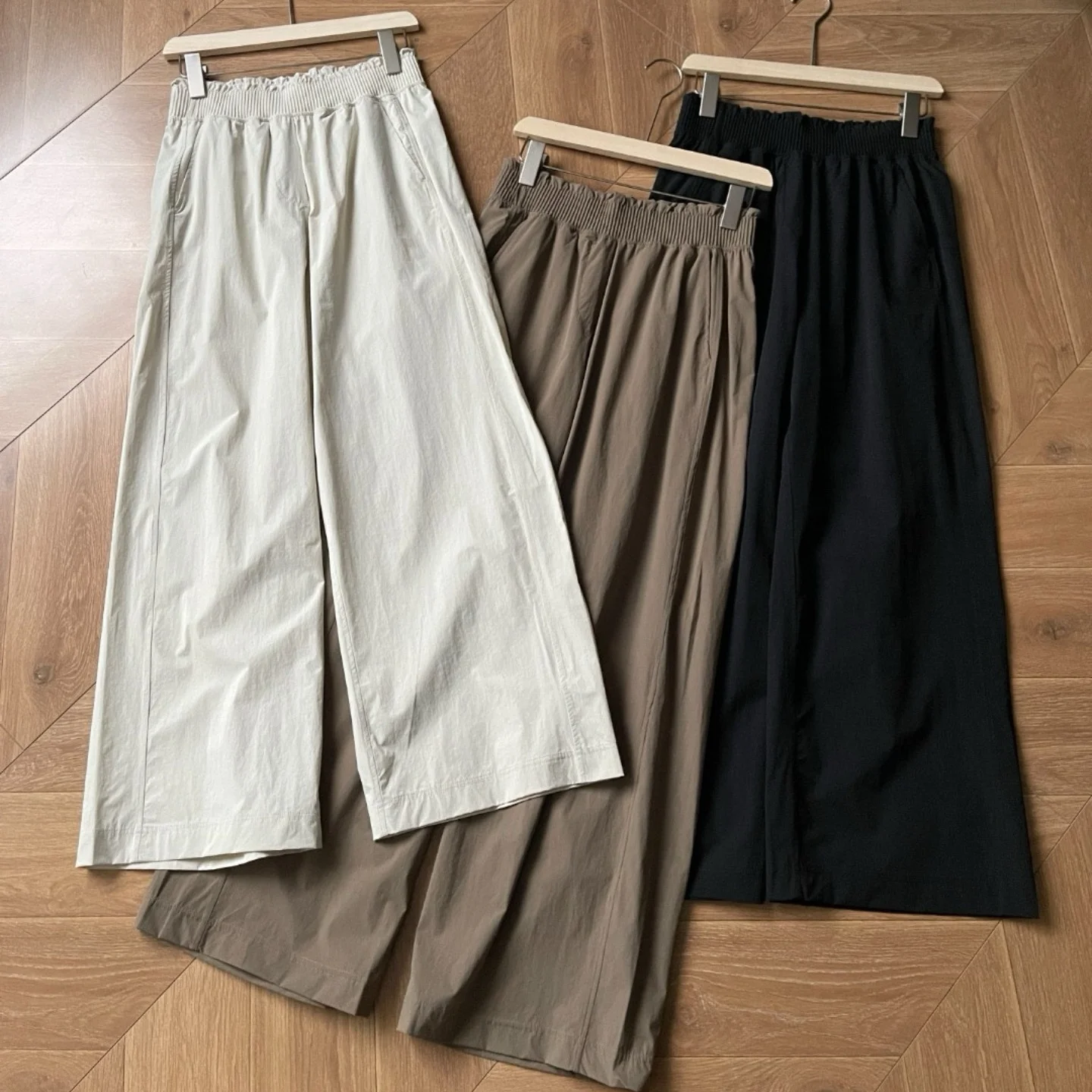 

Nya Outdoor Casual Ultra-Thin Quick-Dry Woven Wide Leg Pants Women's Summer Long Trousers High Waist Comfortable Fit
