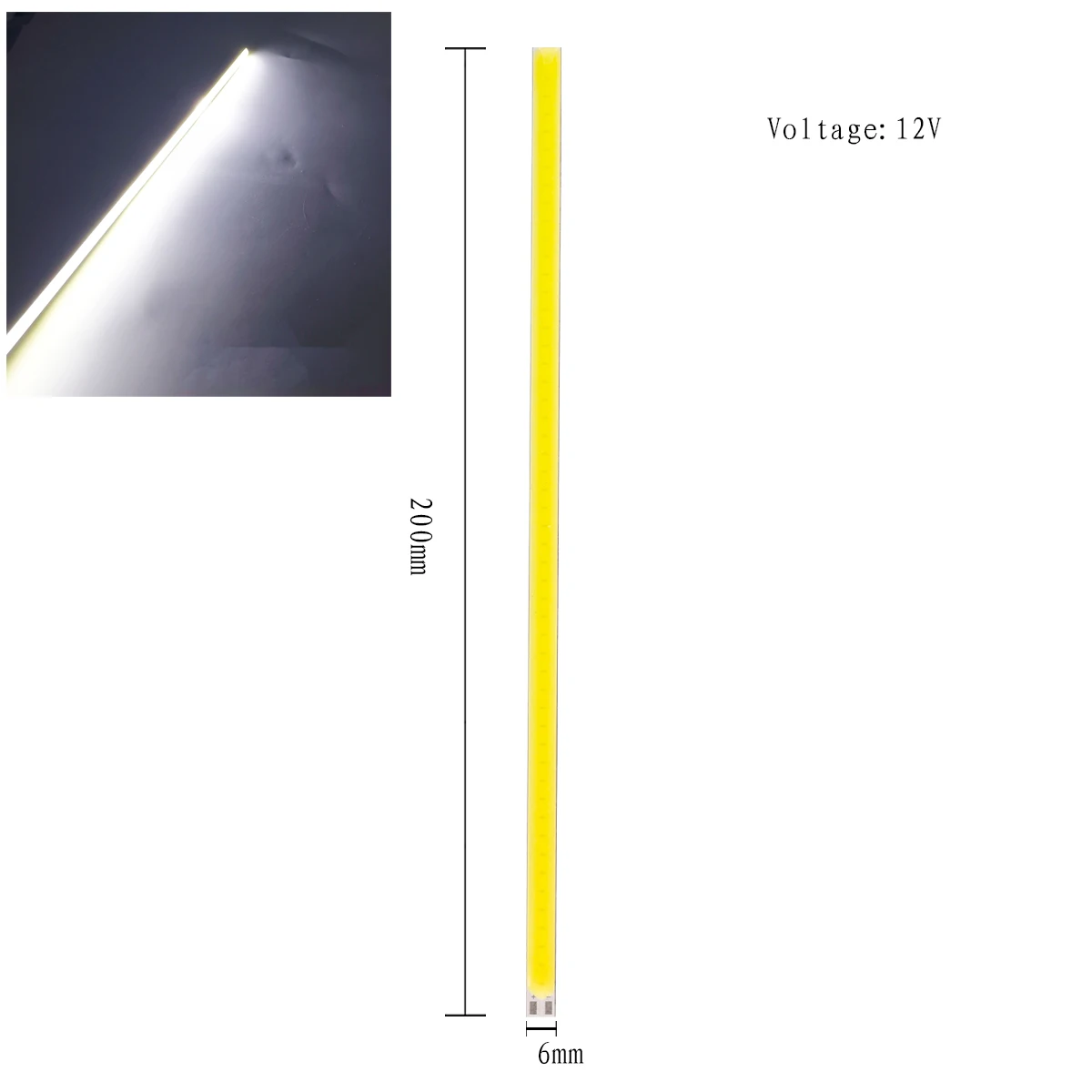 LED COB Light Strip 6W 600lm Lamp LED Bar Lights for DIY Outdoor FloodLight Lamp DC12V 200*6mm