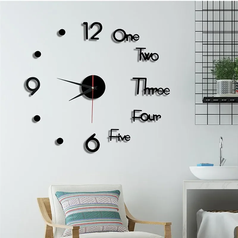 Wall Clock  Metal Quartz  Watch Clocks 3d Diy Home Decoration Acrylic Mirror Stickers  Modern Needle