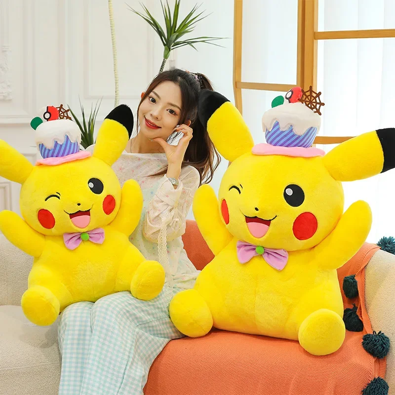 Pokémon 60cm Urocza Pluszowa Zabawka Urodzinowa Pikachu Wypchana Lalka Prezent Świąteczny dla Dzieci Pluszak Dekoracja Pokoju