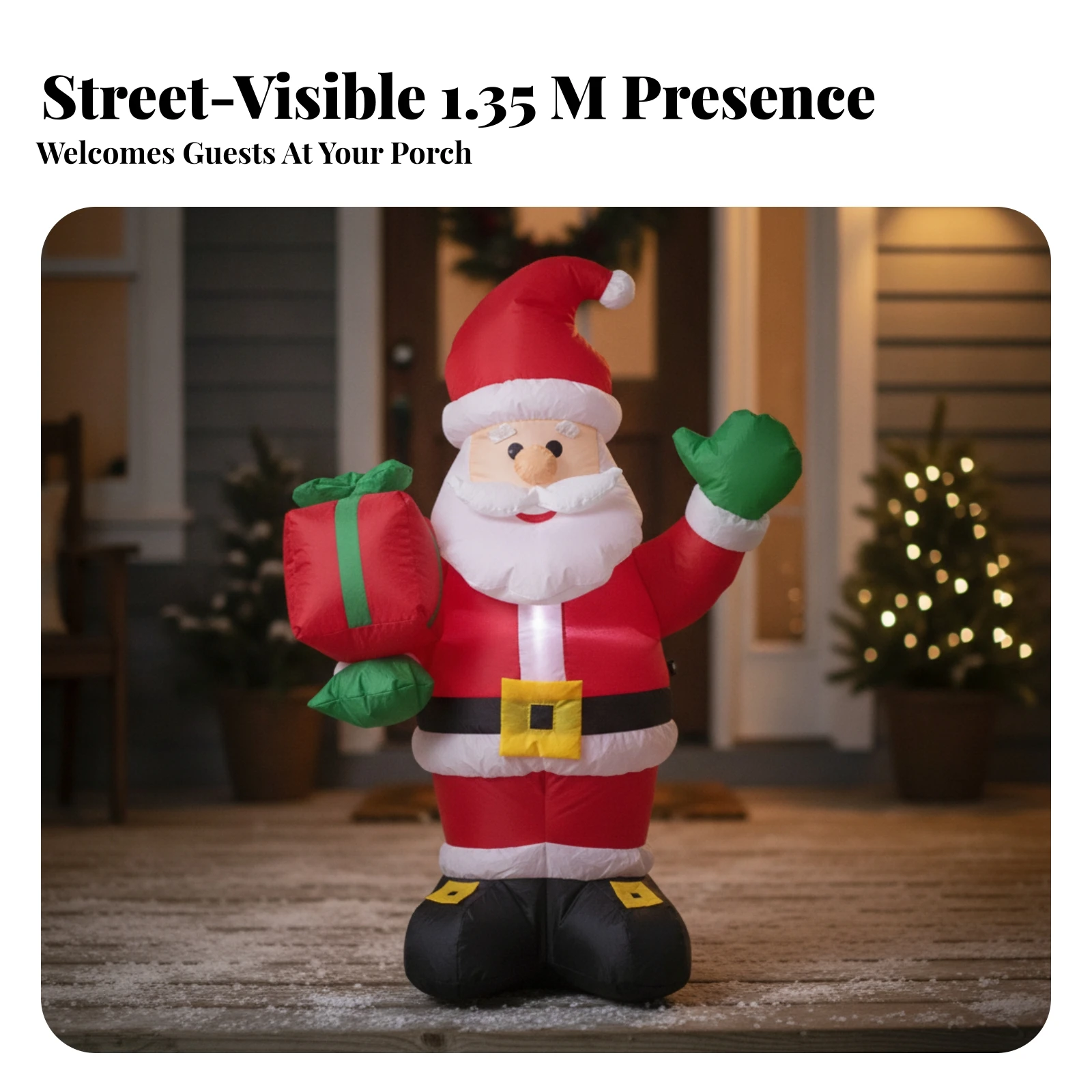 Inflatable Santa with Gift Sack Stable Inflatable Santa with Gift Bag Lawn Ornament Electric Yard Decoration Oversized for Porch