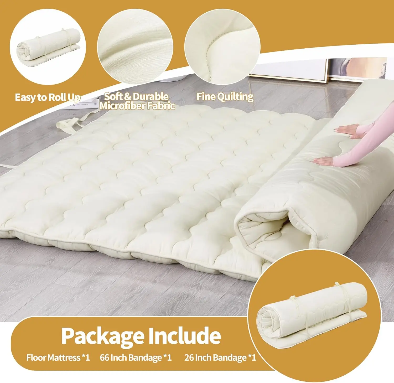 Futonmatras Japanse Vloermatras Full Size, Dikker 4 "Oprolbare Matras Tatami Mat Slaapkussen, Vloerbed Voor Adul