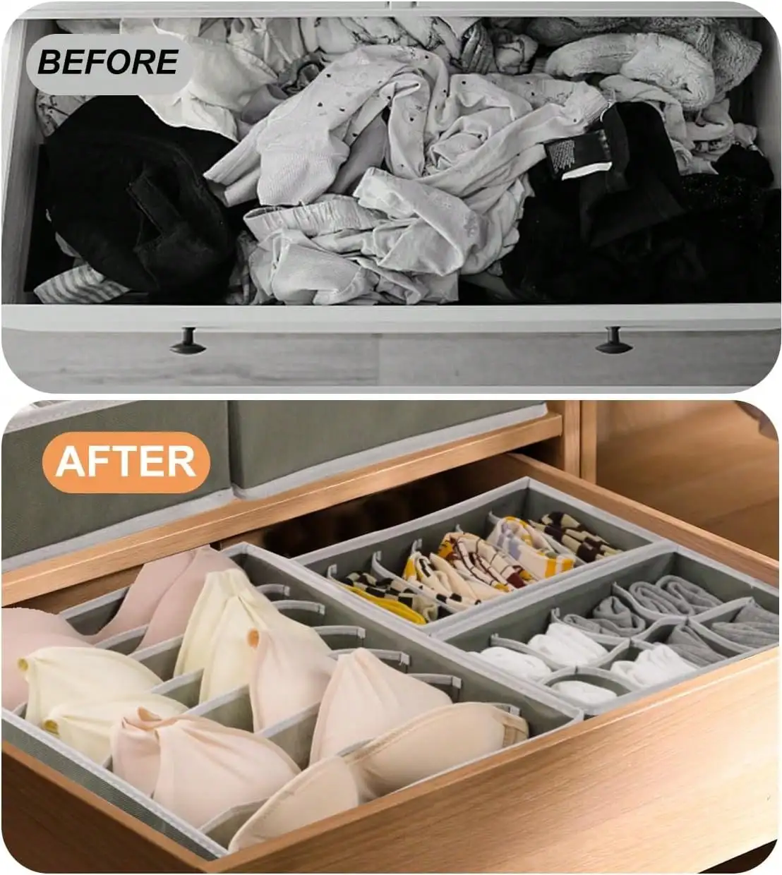 Foldable Fabric Underwear Bra Drawer Organizer Socks Panties Storage Box