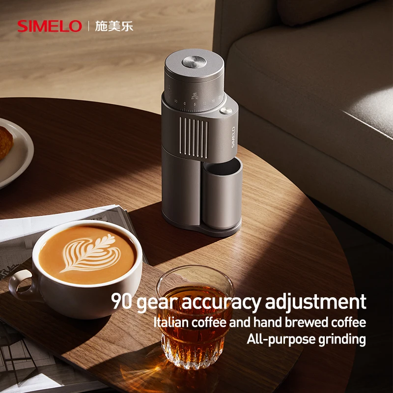 SIMELO Professional Electric Coffee Grinder - 6 Star stainless steel Burr, Portable Wireless Coffee Mill for Outdoor Camping