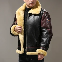 Inverno nero B3 Bomber Pilot Shearling Plus Size antivento Outdoor Casual Coat giacche in pelle di pelliccia da uomo