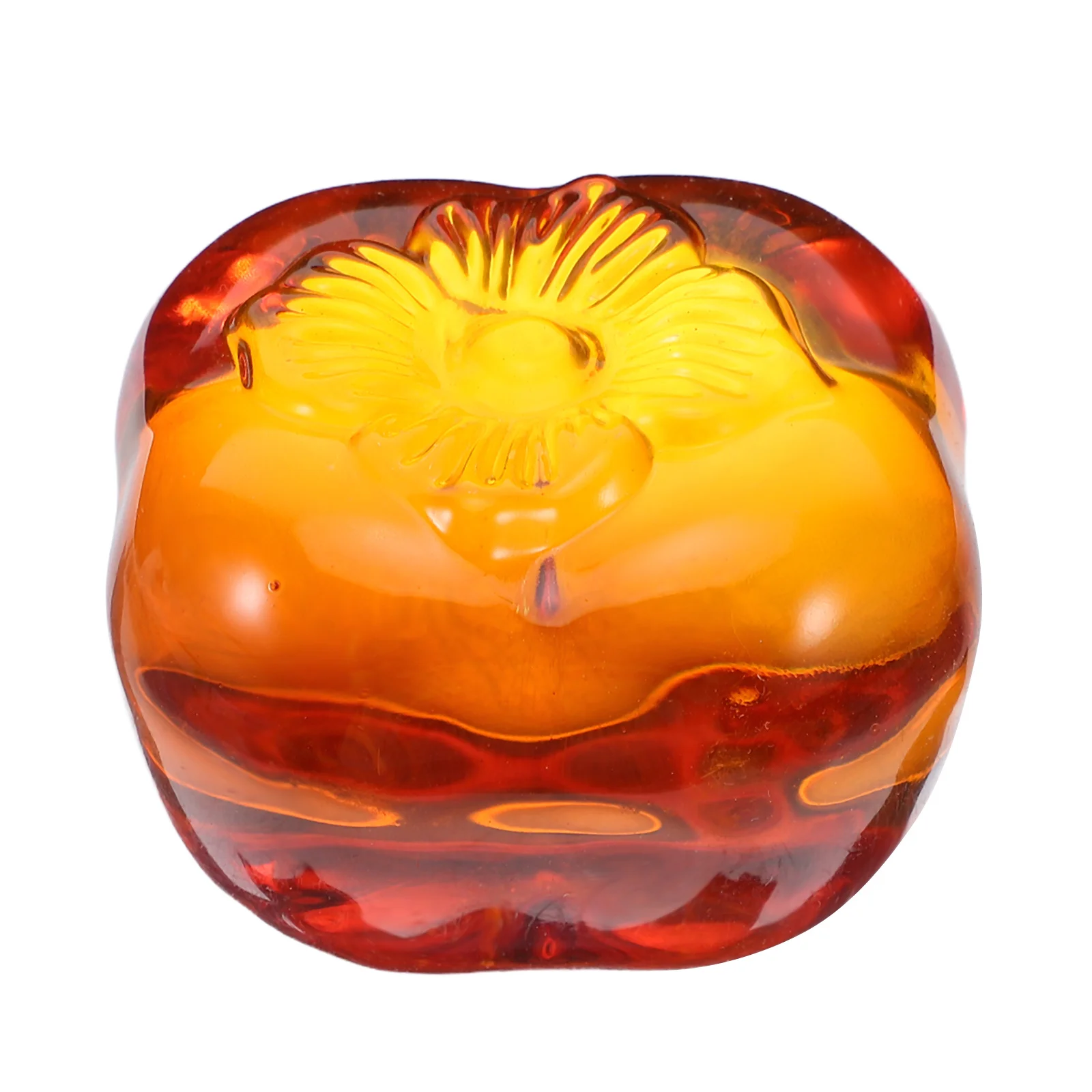 

Crystal Persimmon Glass Paperweight Heavy Duty Chinese Calligraphy Weights for Sewing Projects Tabletop Decor Glass Weights
