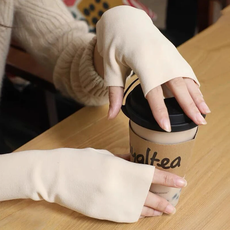 Modische Herbst und Winter warme Touchscreen-Halb finger handschuhe