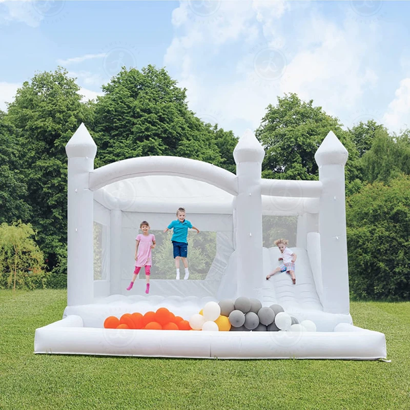 White Wedding Party Bubble House Children's Trampoline  Clamp Net Bubble House Commercial Rental