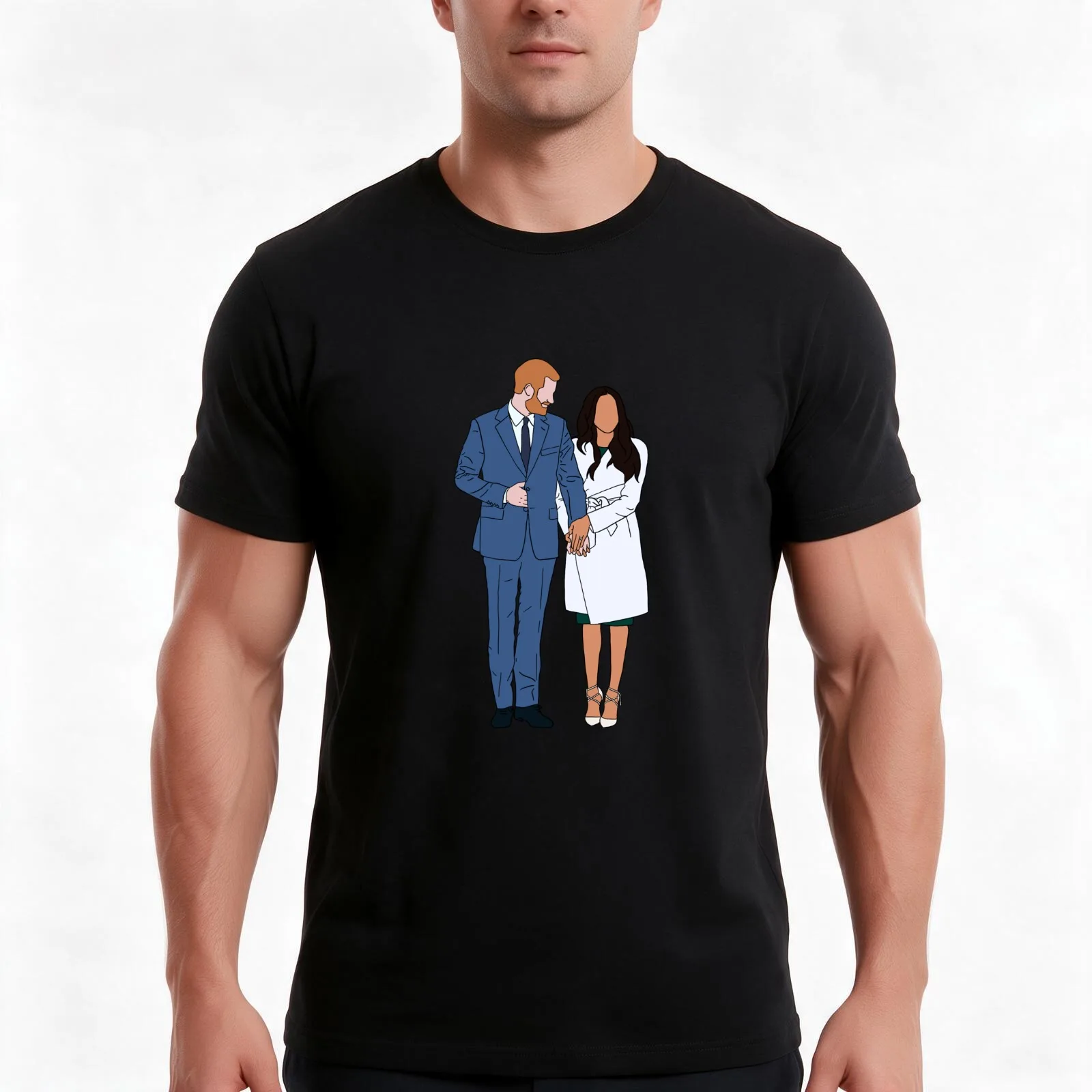 Royal Engagement: Harry & Meghan T-Shirt, Summer Casual Cotton Tee, Oversized Streetwear Tops, Vintage Graphic Print