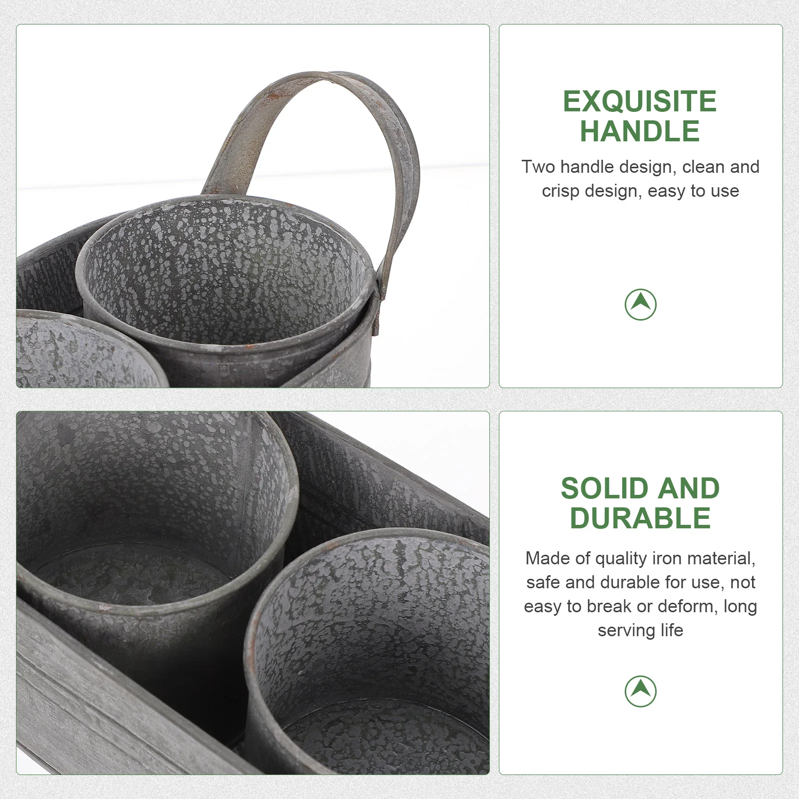 4 Pcs Desktop Mini Flowerpot Iron Plant Holder Vintage Vase Succulent Planter Set Indoor Garden Decor Safe Quality