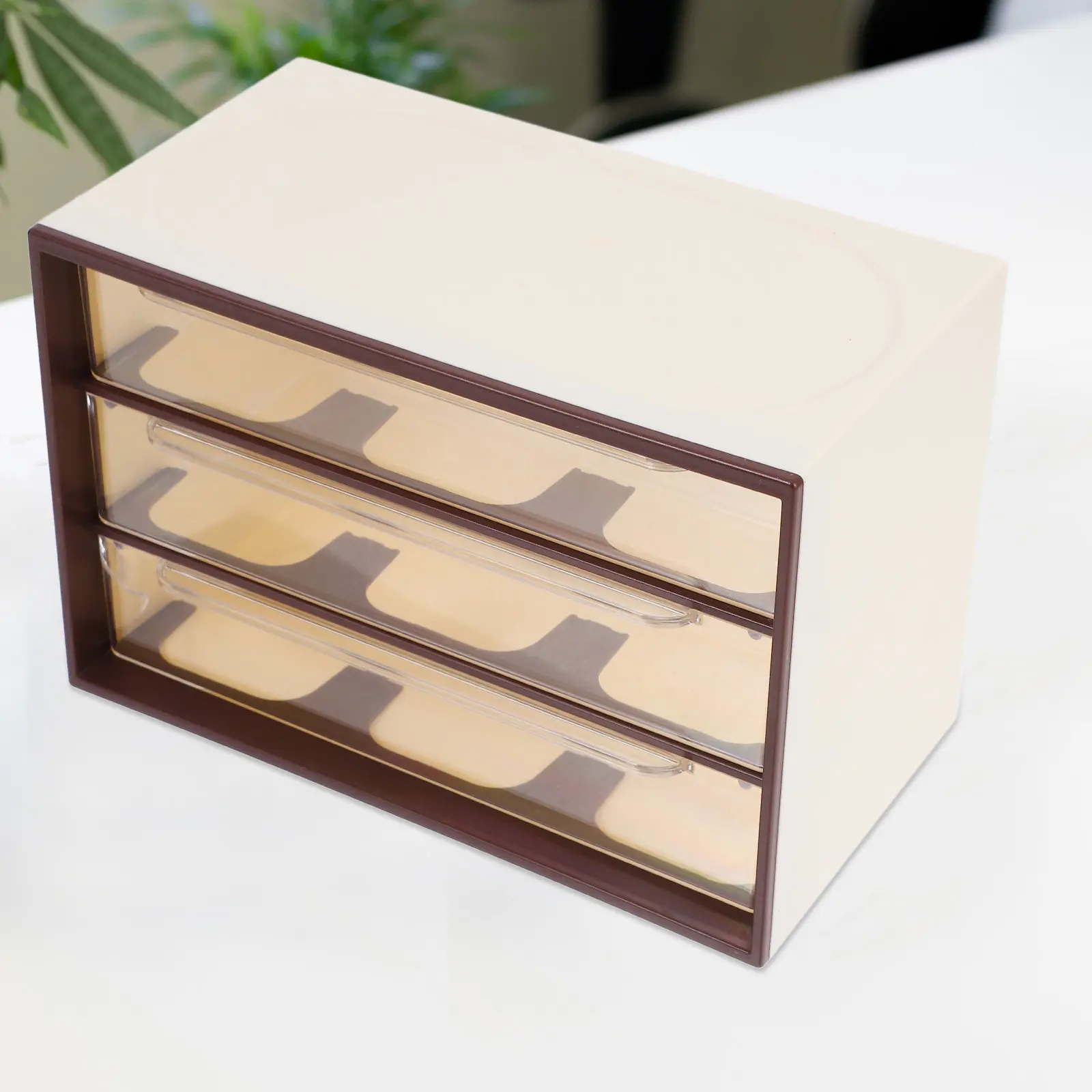 

Пластиковый прозрачный органайзер с 3 ящиками для хранения на рабочем столе, для офиса, косметики, канцелярских принадлежностей, кухонных принадлежностей