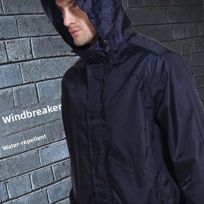 

Мужская повседневная тонкая ветровка для активного отдыха, свободного кроя, с капюшоном, однотонная, дождевик, защита от солнца, модная, городская, летняя