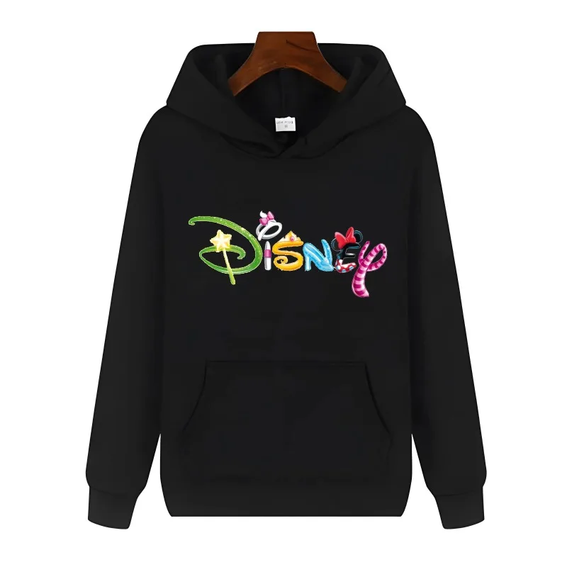 Letter Disney Printed Men Hoodies Trendy Graphic Pocket Clothes Autumn Winter Male Kawaii Comfortable Versatile Sweatshirts