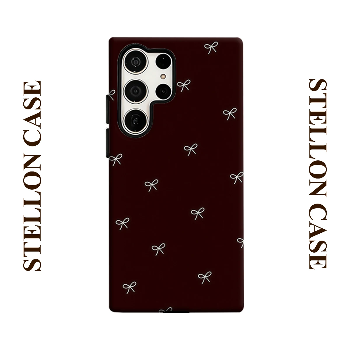 Dark Red Bow Phone Case For Samsung Galaxy S25 S24 S23 Ultra Plus A35 A55 Glossy HD Hard Cover Film Shell