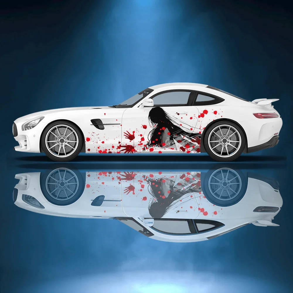 

Невеста с вуалью, красный отпечаток руки, боковая наклейка для автомобиля, водонепроницаемая устойчивая к царапинам наклейка из ПВХ, защита автомобиля, автоаксессуары в подарок