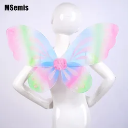 Vestido de fantasía para niños y niñas, con purpurina, alas de Ángel, coloridas, alas de mariposa, Hada, elfo, disfraz de princesa, accesorios de fotografía para niños