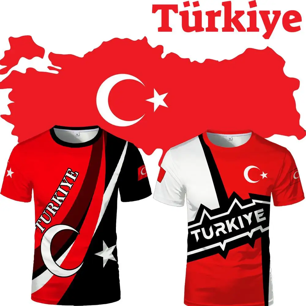 

2026 New Turkish Flag 3D Printed Soccer Jersey Teenager Summer Breathable Quick-Drying T-Shirt Men's Outdoor Football Sports Top