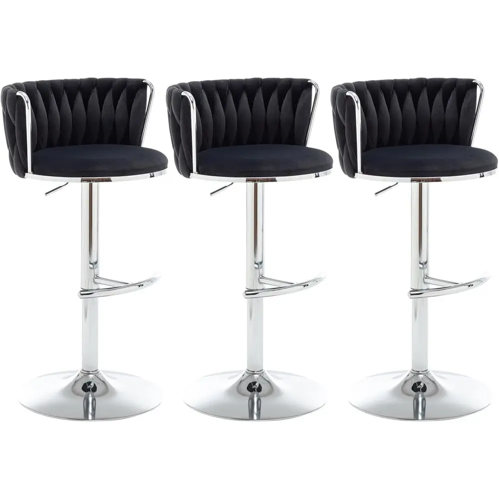 

Набор из 3 стульев, барные стулья высотой с низкой спинкой, поворотными барными стульями или кухонным островом, барным пабом (черный)