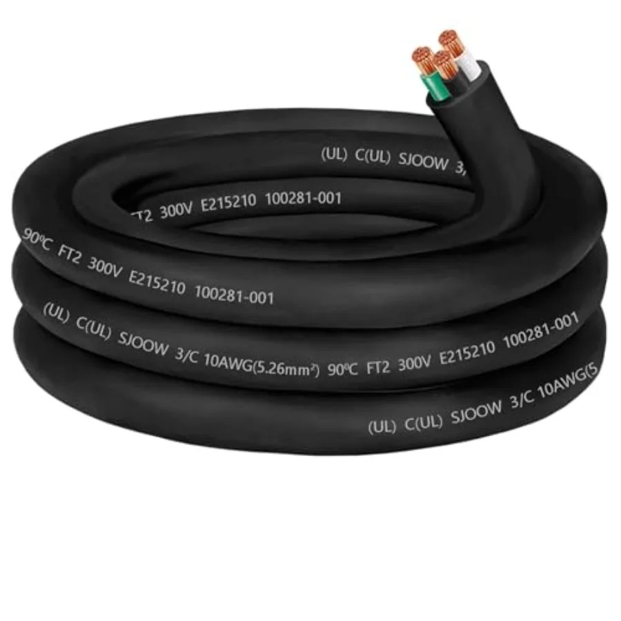 

10/3 Wire SJOOW 10 AWG Portable Power Cable10 Gauge 300V 10 AWG 3 Conductor SJOOW Cable Extension Cord for Welder Machine Gener