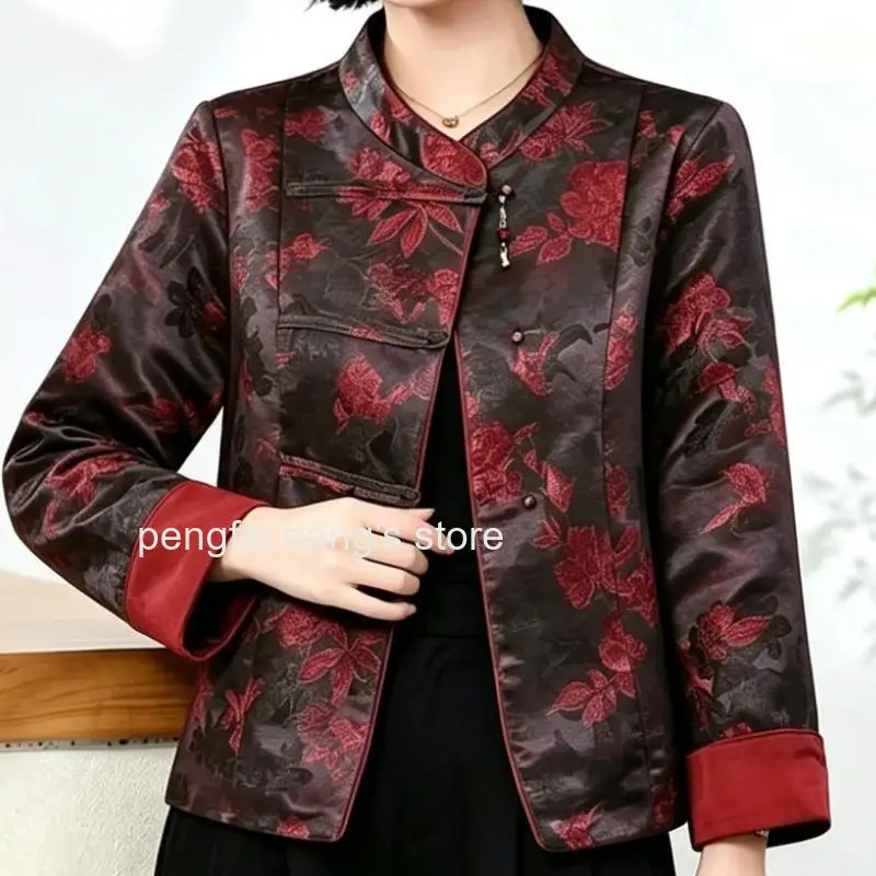 women-new-chinese-style-mandarin-collar-printed-jacquard-qipao-top-long-sleeve-vintage-button-elegant-blouse-jacket