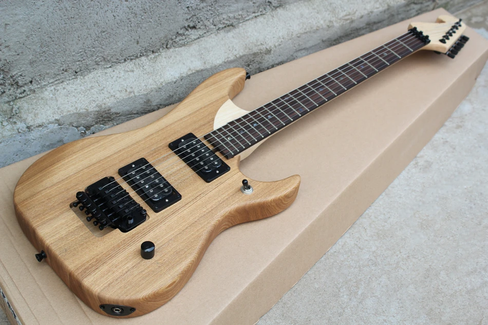 Flyoung Natural Wood Color Electric Guitar with Black Hardware,Rosewood Fingerboard,Offer Customize