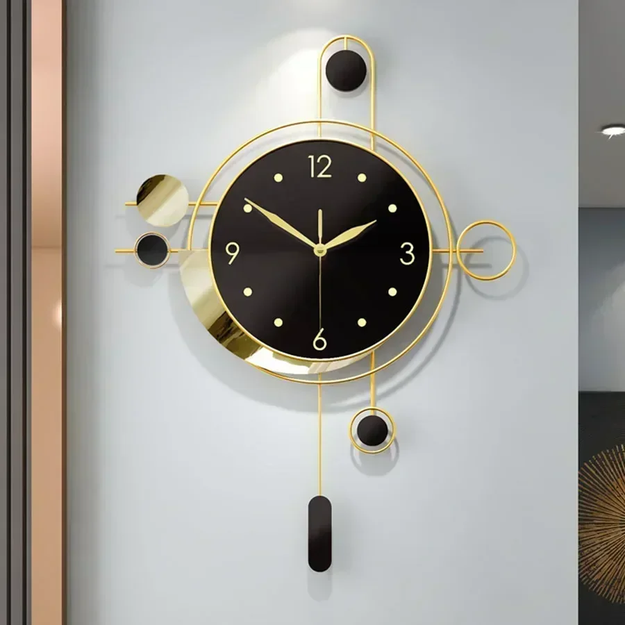 

Gift Home Wall Clock Decoration Elegant Gold Art Round Hands Wall Clock Living Room Number Modern Black Kitchen Reloj Home Decor