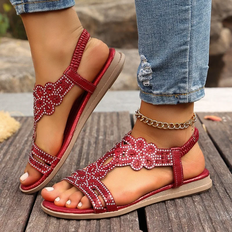 

2025 женские сандалии на римской платформе, летние повседневные туфли, увеличивающие рост, женские новые сандалии с открытым носком, женская однотонная пляжная обувь на плоской подошве