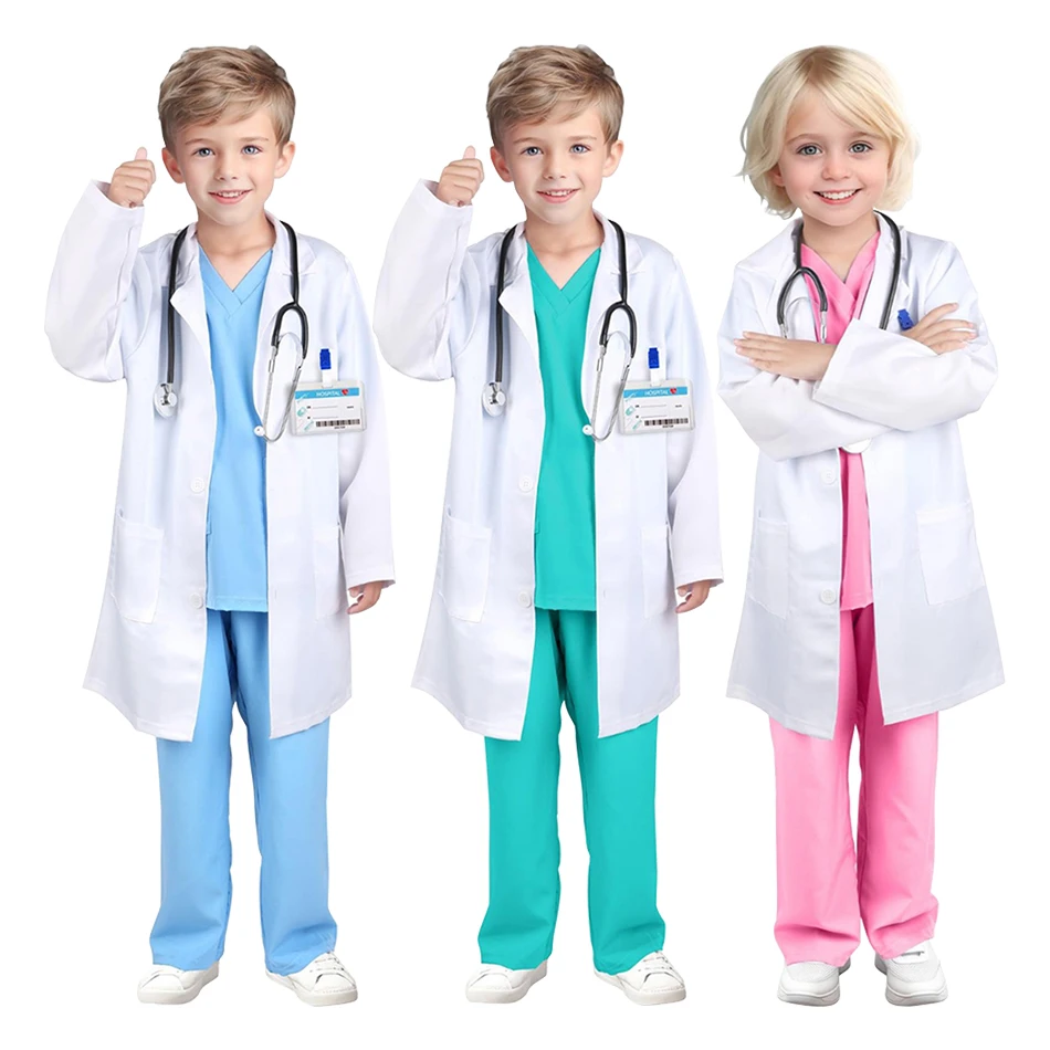 Toddler Medical Cosplay Uniforms White Lab Coats Suitable Kids Pretend Play Dance Performances and Themed Educational Activities