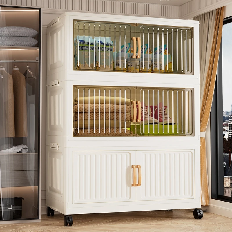 

Foldable Multi-Tier Plastic Storage Cabinet for Home Study Room Desk Side Organization Easy Assembly Storage Unit for