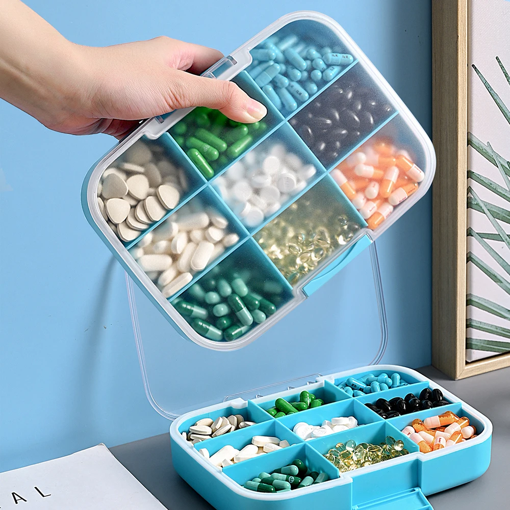 

9 Grids Pill Box Large Space Weekly Pill Storage Case Pill Organizer Tablet Container Medicine Pill's Box Holder Drug Dispenser