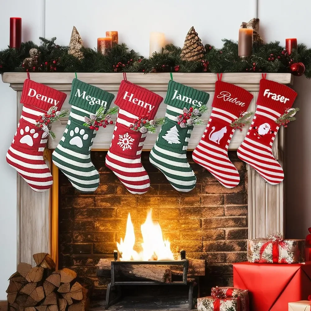 

2024 New Christmas Pet Cat Dog ChristmasKnitted Socks PersonalizedNameGift Bag ChristmasSocksChristmas Gifts ChristmasDecoration
