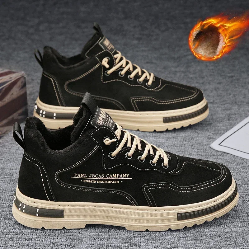 Sapatos masculinos de algodão quente de inverno ao ar livre antiderrapante sapatos de trabalho masculino fashiona tênis confortáveis casuais para homem