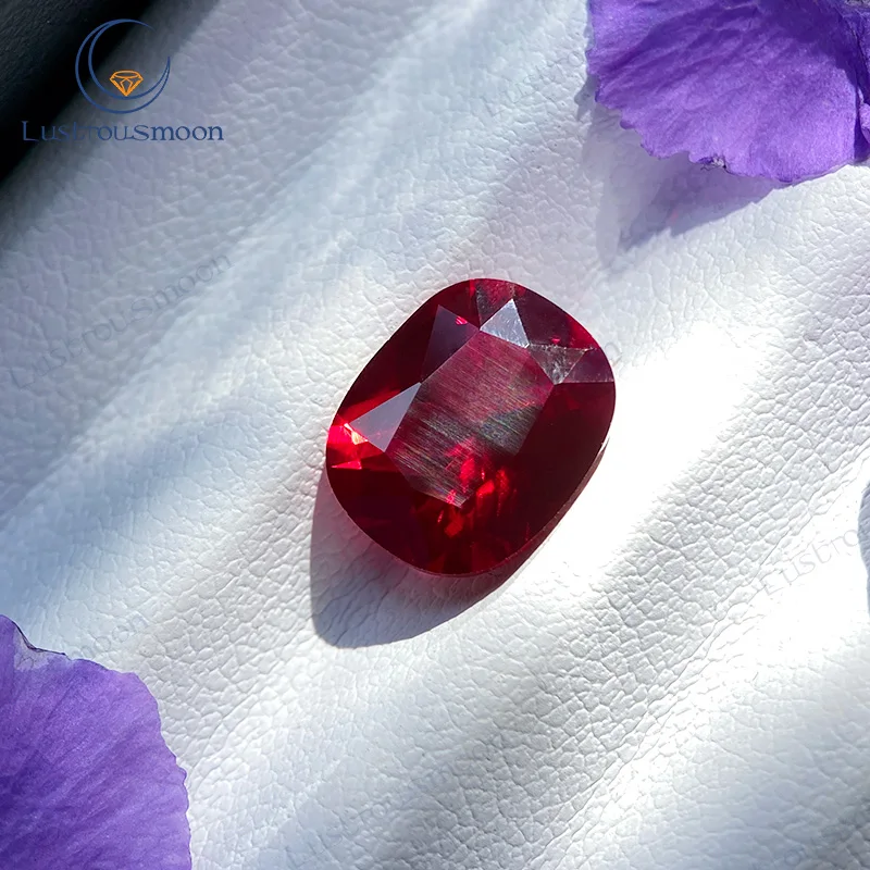 

Lab Grown Ruby Pigeon Blood Red Ruby Elongated Cushion Cut Color Gemstone Charms DIY Materials Advanced for Woman Jewelry Making
