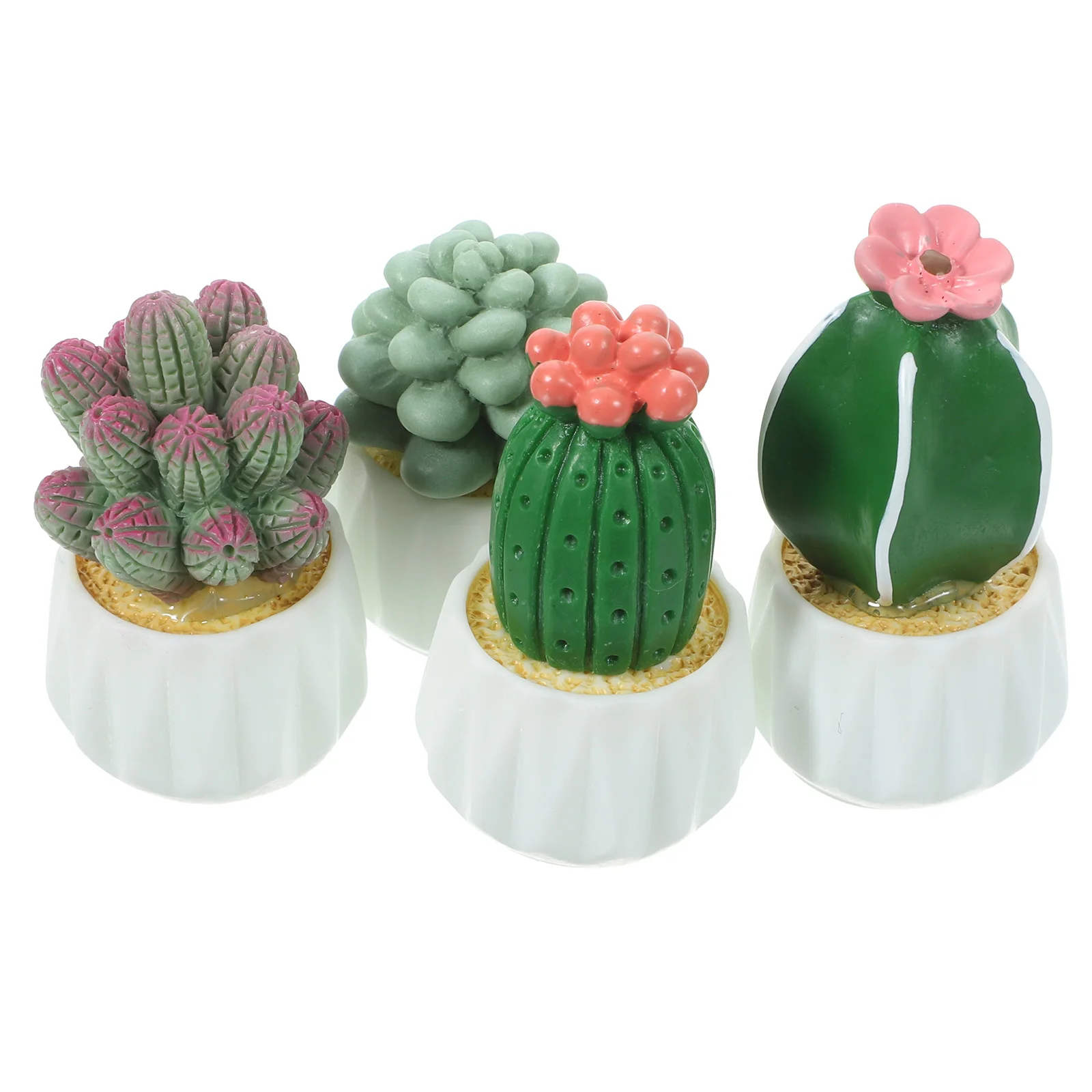 

4 Pcs Cactus Ornament Cacti Potted Plant Plastic Desert Succulents Mini Plants Cute Tiny Resin Small Fake