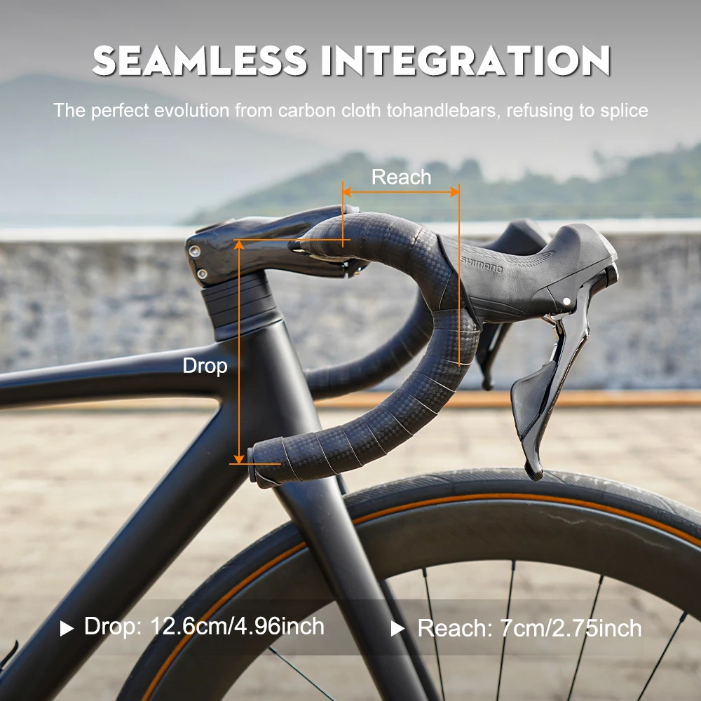 TOSEEK 8K Glänzender Rennrad-Carbonlenker 380/400/420/440mm mit interner Kabelführung, Fahrradlenker, Fahrradzubehör – Detail 7