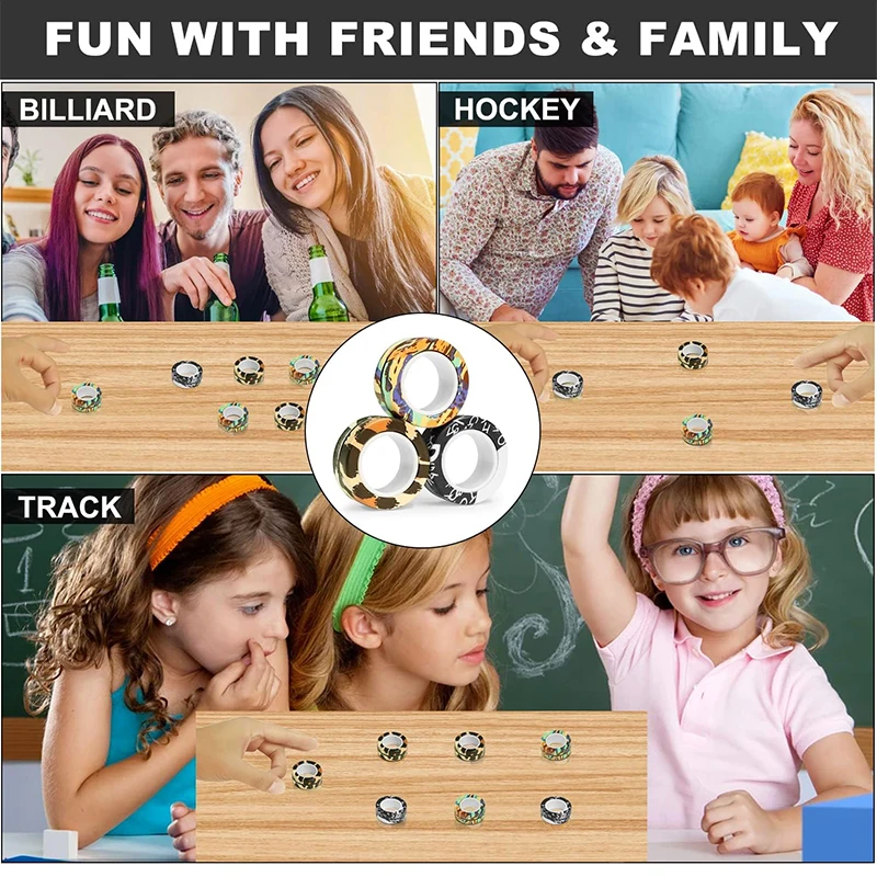 3 قطعة خواتم الاصبع المغناطيسي الملونة تململ مجموعات الالعاب الكبار المغناطيس سبينر خواتم لتخفيف التوتر القلق الإغاثة العلاج #6