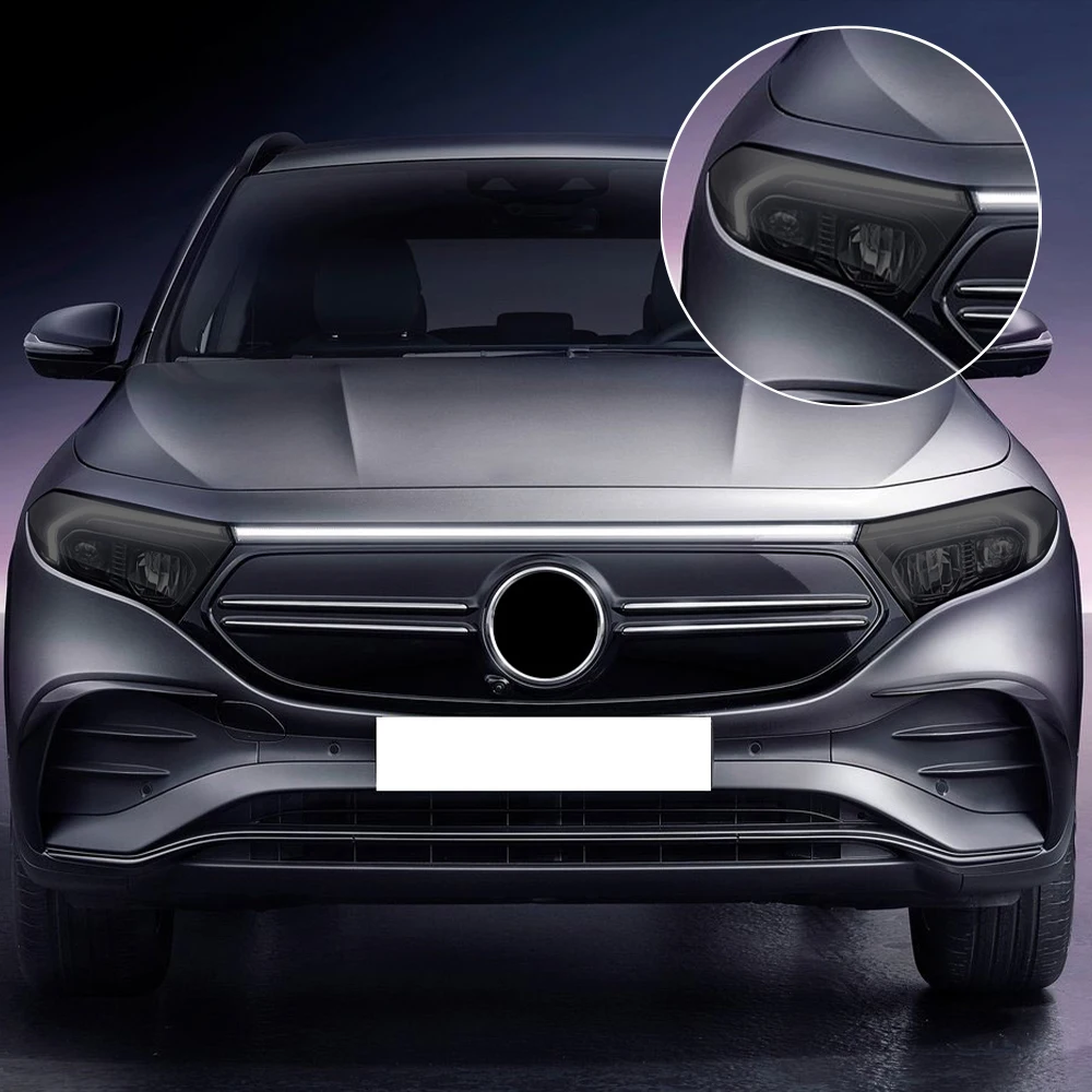 For Mercedes Benz EQA EQB EQC Smoke Black Pre Cut Car Headlight Protective Film TPU PPF Anti-Scratch Vinyl Wrap Kit for Light view 4